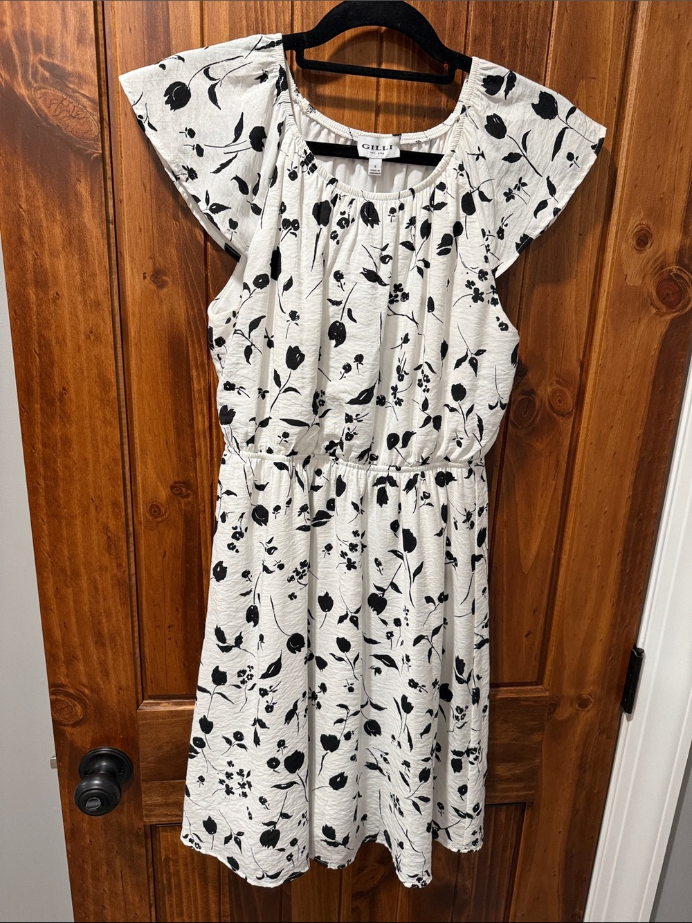 Gilli White Dress with Black Floral Print